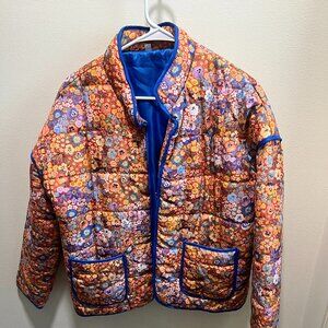 Women's Floral Quilted Jacket Puffer Coat (lightly used)